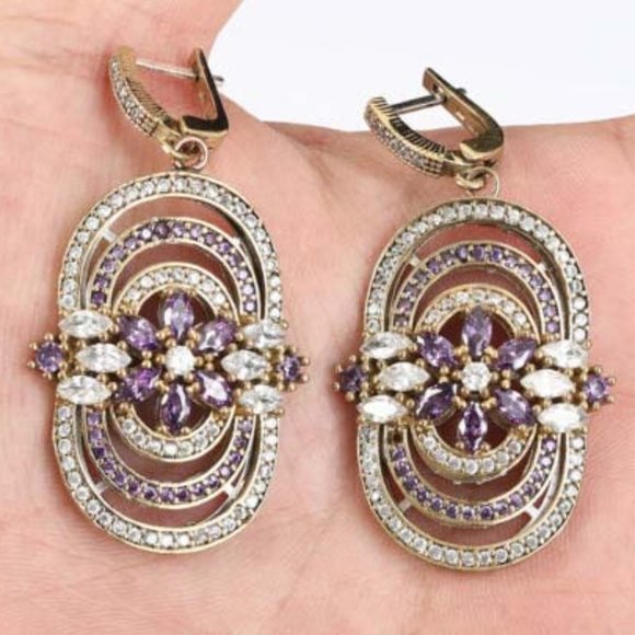 Jewelry - Large Amethyst, And Topaz Earrings